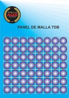 a blue poster with circles on it and the words panel de malla tbb