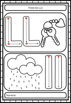 the letter l worksheet with pictures to help students learn how to read it