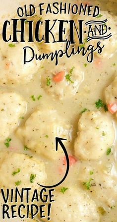 Chicken and Dumplings Old Fashioned Chicken And Dumplings, Creamy Chicken And Dumplings, Chicken Dumpling Soup, Chicken Dumplings Recipe, Chicken And Dumplings Recipe, Homemade Chicken And Dumplings, Homemade Dumplings, Spaceships And Laser Beams, Dumplings For Soup