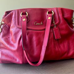 Coach Leather Red Vintage Like New Classic Red Shoulder Bag For Errands, Classic Red Bag With Branded Hardware, Red Leather Satchel With Branded Hardware, Coach Red Satchel With Detachable Strap, Red Coach Satchel, Classic Red Coach Satchel, Classic Red Satchel With Soft Leather, Coach Red Satchel For Everyday Use, Coach Red Satchel For Daily Use