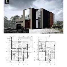 two story house plan with floor plans and measurements