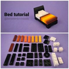 the instructions for making a bed with lego blocks