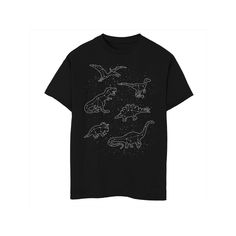 Bring cool style to his wardrobe with this Boys 8-20 Dinosaur Constellations In Space Plus Tee. Bring cool style to his wardrobe with this Boys 8-20 Dinosaur Constellations In Space Plus Tee. FEATURES Crewneck Short sleevesFABRIC & CARE Cotton, polyester Machine wash Imported Size: Small. Color: Black. Gender: male. Age Group: kids. Crewneck Graphic, Wardrobe Upgrade, In Space, Dinosaurs, Large Black, Constellations, Cool Style, Graphic Tee, Age Group