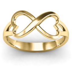 14K Yellow Gold Simple Double Heart Infinity Ring | Jewlr Heart Rings Gold, Valentine's Day Infinity Heart Ring, Gold Infinity Ring For Valentine's Day, Infinity Promise Ring For Valentine's Day, Infinity Ring With Polished Finish As Gift, Ring Png, Heart Infinity Ring, Gold Infinity Ring, Rings Heart