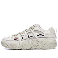 (WMNS) FILA FUSION ADE Barricade Sneakers 'Beige White' T12W941206AOM Women's Basketball, Womens Basketball, Sketchers Sneakers, Stylish Sneakers, Golden Goose Sneaker, Basketball Shoes, Perfect Pair, Black Red, White Black