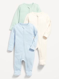 Unisex 3-Pack Sleep & Play 2-Way-Zip Footed One-Piece for Baby | Old Navy Neutrogena Makeup, Baby Boy Accessories, Future Children, Baby Changing, Toddler Boy Outfits, Baby Life, Baby Outfits Newborn, Boy Clothes