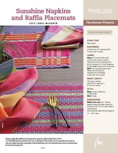 the cover of sunshine napkins and raffia placemats