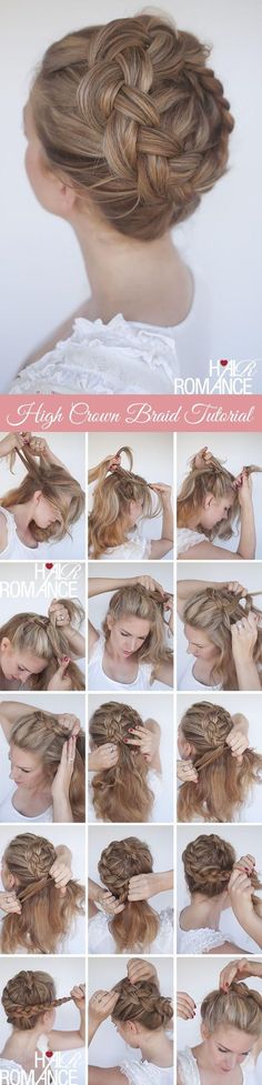 Lovely Braided Crown Hairstyle Tutorial Hair Braid Crown Tutorial, Braid Crown Tutorial, Braided Crown Hairstyles, Kadeřnické Trendy, Braided Hair Tutorial, Hair Romance, Updo Hairstyles