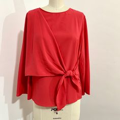 3/4 Ale Tunic With Tie Knot On The Side Red 3/4 Sleeve Summer Blouse, Red 3/4 Sleeve Blouse For Spring, Red 3/4 Sleeve Tops For Spring, Chic Red Top With 3/4 Sleeves, Zara 3/4 Sleeve Summer Tops, Zara Summer Tops With 3/4 Sleeves, Zara 3/4 Sleeve Tops For Summer, Zara Summer Top With 3/4 Sleeves, Red Spring Workwear Tops