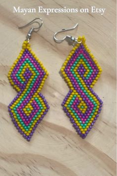 Thank you for your support. Check out Mayan Expression in Etsy for more colors and designs. Indigenous Earrings, Holiday Earrings, Bold Jewelry, Earrings Beaded, Holiday Earring, Earrings Wedding, Earrings Long, Wedding Earrings, Austin Tx