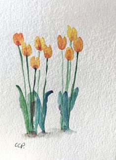 watercolor painting of yellow flowers on white paper