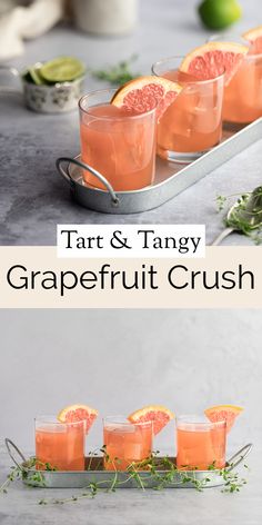 grapefruit crush cocktail served in glasses with garnish