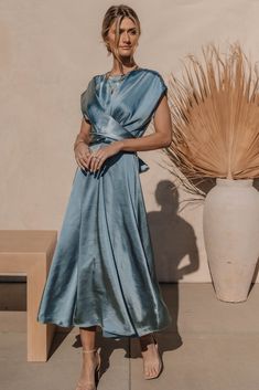 Rosalind Midi Dress in Blue | böhme Midi Dress Chic, Elegant Midi Dresses, Neue Outfits, Estilo Chic, U Neck, Ely, Evening Party Dress, Aaliyah, Odessa