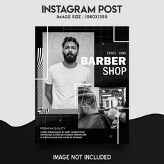 an instagram post for barber shop with a man's face in the center