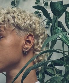 Aesthetic Male Hairstyles, Bleached Curly Hair Men, Bleached Mullet, Curly Mullet Men, Bleached Curly Hair, Afro Mullet, Male Haircuts Curly, Male Hairstyles