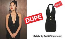 (Buy) Olivia Rodrigo Black Halter Dress DUPE for Sale Black Halter, Black Halter Dress, Black Stilettos, Celebrity Outfits, Corset Dress