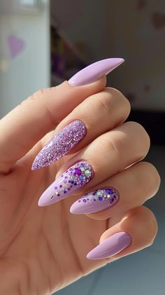 Light Purple Nail Art, Purple Nails Designs, Nail Purple, Purple Nail Art Designs, Light Purple Nails, Molde F1, Purple Nail Art, Purple Nail Designs, Gel Nails Diy