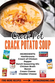 Potato Soup Crock Pot Easy, Crock Pot Potatoes, Potato Soup Crock Pot, Crockpot Soup Recipes, Crockpot Dishes, Crockpot Recipes Slow Cooker, Dinner Recipes Crockpot, Crock Pot Cooking, Easy Soup Recipes