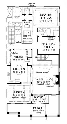 the first floor plan for a two story house