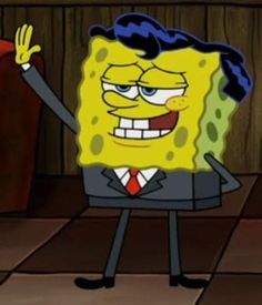 spongebob with his arms in the air