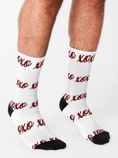 Kisses Socks #xoxo #xo #valentines #valentinesday #love #loveintheair #lovely #soulmate #lover #lovers #iloveyou #loveyou #couple #couples #heart #hearts #iheart #romance #romantic #girlfriend #boyfriend #sweet #adorable #sweetheart #cupid #arrow #arrows #single #bemyvalentine #myvalentine #red #valentine Kisses Sweatshirt, Red Kiss Print Aesthetic, White Socks With Red Hearts, Red Hearts Socks, Kiss Merchandise