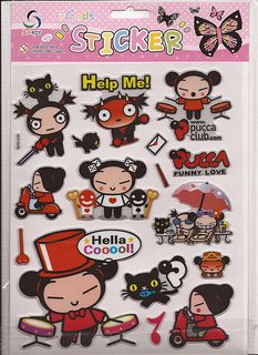 the sticker sheet has various cartoon characters on it