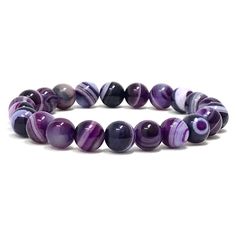 Precious looking black onyx & purple striped agate gemstones bracelets with a platinum plated purple bead• elegant, simple and meaningful! Black Onyx absorbs and transforms negative energy, and helps to prevent the drain of personal energy. Black Onyx aids the development of emotional and physical strength and stamina, especially when support is needed during times of stress, confusion or grief. The 2 piece set includes: 1x 8mm black onyx bracelet 1x 8mm purple striped agate bracelet ** the brac Purple Agate Round Bead Jewelry, Purple Agate Bracelets, Purple Agate Round Beaded Jewelry, Purple Agate Round Beads Jewelry, Purple Agate Gemstone Beads Jewelry, Elegant Purple Bracelets With 8mm Beads, Elegant Purple Beaded Bracelets With Gemstones, Purple Agate Gemstone Beads Bracelets, Purple Agate Bracelet With Gemstone Beads