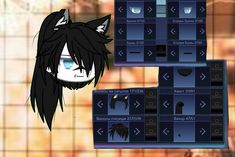 an anime character with long black hair and blue eyes is looking at the camera in front of a tiled wall