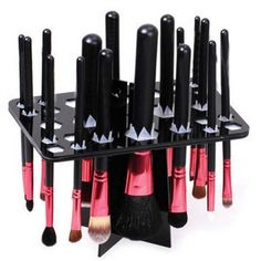 Air Drying Makeup Brush Organizing Tower Tree Rack Holder Cosmetic Tool Holder Beauty Accessory Fixing Spray, Makeup Brush Organization, Best Makeup Brushes, Black Makeup, How To Clean Makeup Brushes