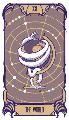 the world tarot card with a snake on it