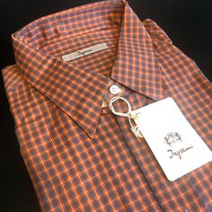 Made In Italy Never Unfolded Classic Orange Shirt For Workwear, Classic Orange Shirt For Work, Classic Orange Short Sleeve Shirt, Classic Orange Shirt For Fall, Classic Orange Collared Shirt, Classic Orange Shirt With Button Closure, Casual Shirts For Men, Button Up Shirt, Button Down Shirts