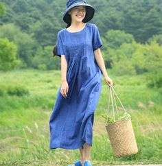 "★ Please provide a phone number when placing an order, thank you! ★Material: linen cotton **.♥.**'.♥.**'.♥.**'.♥.**'.♥.**'.♥.** Size Measurements: SIZE XS bust: around 33.5\" / 85 cm Hips: around 41.3\" / 105 cm length: 122 cm/48'' SIZE S bust: fits bust around 35.5\" / 90 cm Hips: fits hips around 38\"/ 97 cm length: 122 cm/48'' SIZE M bust: around 37.5\" / 95 cm Hips: around 40\"/ 102 cm length: 124 cm/48.8'' SIZE L bust: around 40.5\"/ 103 cm Hips: around 43\"/ 109 cm length: 124 cm/48.8'' S Casual Free Size Short Sleeve Maxi Dress, Lagenlook Short Sleeve Maxi Dress For Summer, Handmade Casual Beach Dresses, Lagenlook Maxi Dress With Short Sleeves For Beach, Handmade Blue Summer Dress, Casual Handmade Summer Dresses, Lagenlook Short Sleeve Vacation Dresses, Handmade Casual Summer Dresses, Linen Dress Short