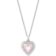 in stock Macy's White Gold Heart Jewelry, Macy's Heart-shaped White Gold Jewelry, Heart Pendant Jewelry For Anniversary From Macy's, Macy's Sterling Silver Heart Pendant, Macy's Silver Jewelry For Valentine's Day, Elegant White Locket Necklace For Valentine's Day, Macy's Pink Jewelry For Anniversary, Elegant Macy's Necklace With Heart Charm, Elegant Heart Charm Necklace From Macy's