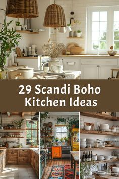 the interior of a kitchen with lots of wooden cabinets and shelves filled with pots, pans