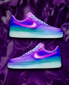 Air Force One Shoes, Nike Shoes Women Fashion, Custom Sneakers Diy, Nike Light, Light Shoes, Pretty Sneakers, Futuristic Shoes, Custom Shoes Diy, Nike Fashion Shoes