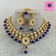 Blue Kundan Necklace Set, Pearl Kundan Choker, Bollywood Jewelry, Indian Pakistani jewelry for wedding Kundan Necklace Set/ Kundan Choker/ Bollywood Jewelry/ Indian jewelry/ Pakistani necklace/ Punjabi necklace/bridal necklace/Indian wedding Antique Meenakari Necklace With Gold Plating Regular Size And Adjustable Handmade Design Antique Necklace Set This is 100% Handmade jewelry. So the color, shades, and texture displayed may vary slightly from the actual product due to digital image limitation Blue Meenakari Temple Jewelry Set, Blue Temple Jewelry Set With Meenakari, Blue Hand Set Jewelry For Wedding, Blue Hand Set Jewelry Sets For Wedding, Wedding Blue Hand Set Jewelry Sets, Hand Set Blue Jewelry Sets For Wedding, Blue Hand Set Bridal Necklace For Celebration, Blue Hand Set Bridal Necklace For Anniversary, Traditional Blue Necklaces For Formal Occasions