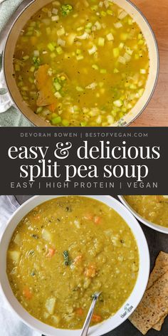 Classic Split Pea Soup High Protein Meals Vegan, Pea Soup Vegan, Vegan High Protein, Weeknight Dinner Recipes, Meals Vegan, Easy High Protein Meals, High Protein Meals, Split Pea Soup Recipe