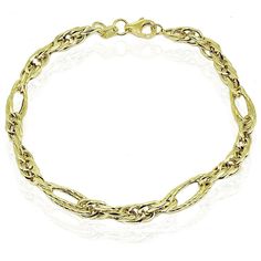 Wear this classic gold bracelet to enhance your daytime or evening attire. The bracelet displays textured and polished double oval links and measures 5.6mm wide by 7.25-inches long. Wear it as a simple bracelet or use it for stacking adding your chains and bracelets from you jewelry collection. This gold bracelet can be purchased as bracelets for women, teens or girls. It’s crafted of 14k gold, secures with a lobster clasp and is made in Italy. Product Details Metal Type yellow-gold Metal Stamp Luxury Oval Link Bracelets For Women, Luxury Gold Bracelet With Adjustable Oval Link Chain, Luxury Elegant Oval Link Gold Bracelet, Luxury Oval Link Chain Bracelet With Gold Clasp, Luxury Oval Link White Gold Bracelet, Bracelet Displays, Bracelet Display, Simple Bracelets, Classic Gold