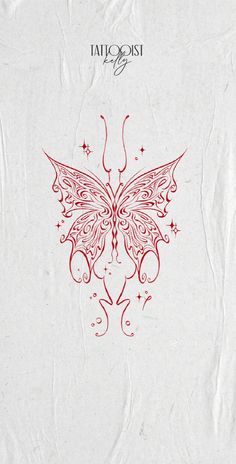 the cover art for kitty ger's album, which features a red butterfly with stars on its wings