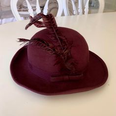 Oktoberfest Hat  Vintage dirndl tyrolean hat Oktoberfest costume Trachten hat Burgundy color I measured circumference  Oktoberfest Hat   55 cm - 21.6 inches   size tags 55 The perfect addition to your Oktoberfest color costume. Wool hunting hat Bavarian hat Oktoberfest Hat handmade in good vintage condition Winter Costume Hat With Short Brim For Country Events, Bavarian Hat, Oktoberfest Hat, Oktoberfest Costume, Hunting Hat, Hat Handmade, Burgundy Color, Hats Vintage, Dress Clothes For Women