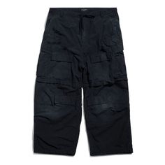 (WMNS) Balenciaga Large Cargo Pants 'Black' 803458TQM101000 Black Parachute Pants With Tapered Leg And Patch Pockets, Black Parachute Pants With Patch Pockets Tapered Leg, Black Full-length Parachute Pants With Patch Pockets, Techwear Wide Leg Bottoms With Patch Pockets, Black Straight Pants With Patch Pockets, Black Wide-leg Pants With Five Pockets, Techwear Trousers With Patch Pockets, Black Techwear Bottoms With Patch Pockets, Streetwear Wide-leg Pants With Patch Pockets