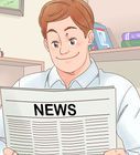 a man sitting at a desk with a news paper in front of him and the words news on it