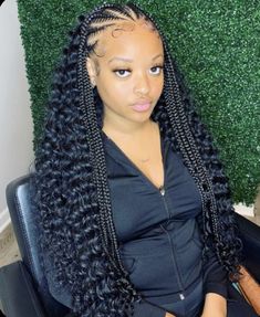 Braided Hairstyles For Black Women Going Back, Braid Back With Weave, Braids And Weave Hairstyles Black Women, Braided Half Up Half Down Hair Black Women Weave, Braids In The Front And Curly Hair In The Back, Corn Row Hairstyles Half Up Half Down, Lace Front With Braids, Half Braid Half Sew In Hairstyles, Braided Hairstyles With Bundles