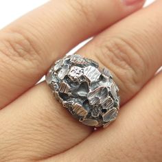 Great pre-owned condition.  925 Sterling Silver Vintage Oxidized Nugget Dome Ring Size 6.25  Weight: 6.6g   WELCOME TO PAWN SHOP We are an actual pawn shop and have been in business for over 25 years. Since 1990, our establishment has been serving a variety of clients by providing them with short term cash solutions and options of liquidity regarding their treasured heirlooms. Acknowledging that today′s customers are very sophisticated and are looking for a variety of investments, our acquisitio Dome Ring, Pawn Shop, Domed Ring, 25 Years, Vintage Jewelry, Jewelry Rings, Ring Size, 925 Sterling Silver, Size 6