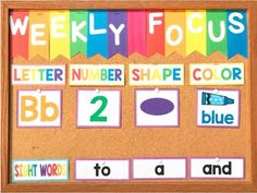 a bulletin board with different colors and numbers