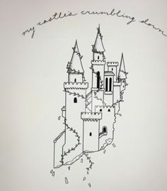 a drawing of a castle with some writing on it