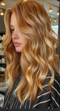 Honey Strawberry Blonde Hair Balayage, Wheat Hair Color, Golden Hair Color Honey, Warm Copper Balayage, Apricot Hair, Hair Styles Long Hair, Copper Blonde Hair, Winter Wheat