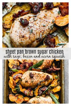 sheet pan brown sugar chicken with sage, bacon and acorn squash