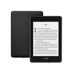 an amazon kindle is shown with the screen open and it's front facing forward