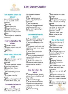 the baby shower checklist is shown in purple and blue